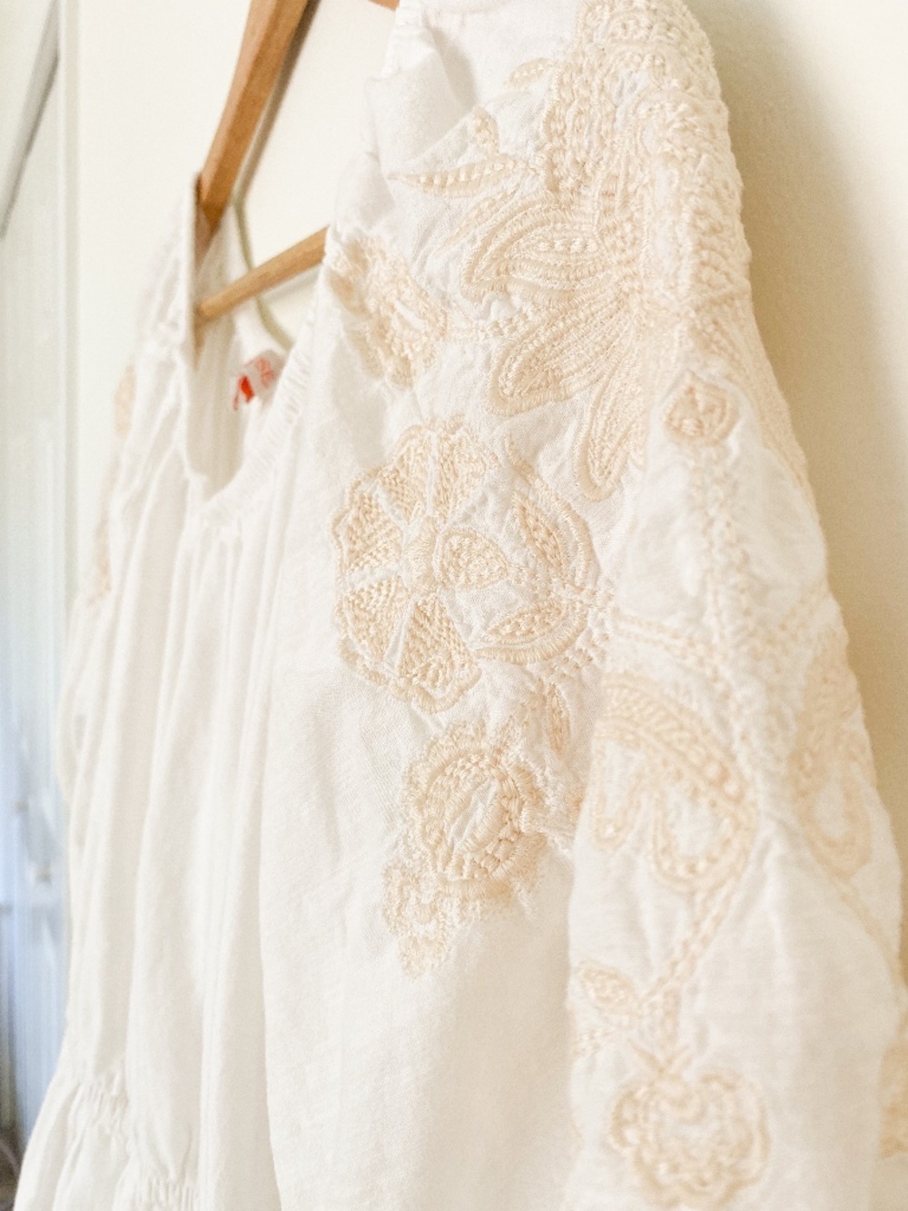 KNOX ROSE White Embroidered Midi Dress | 100% Cotton Boho Prairie Dress - Picture 4 of 8